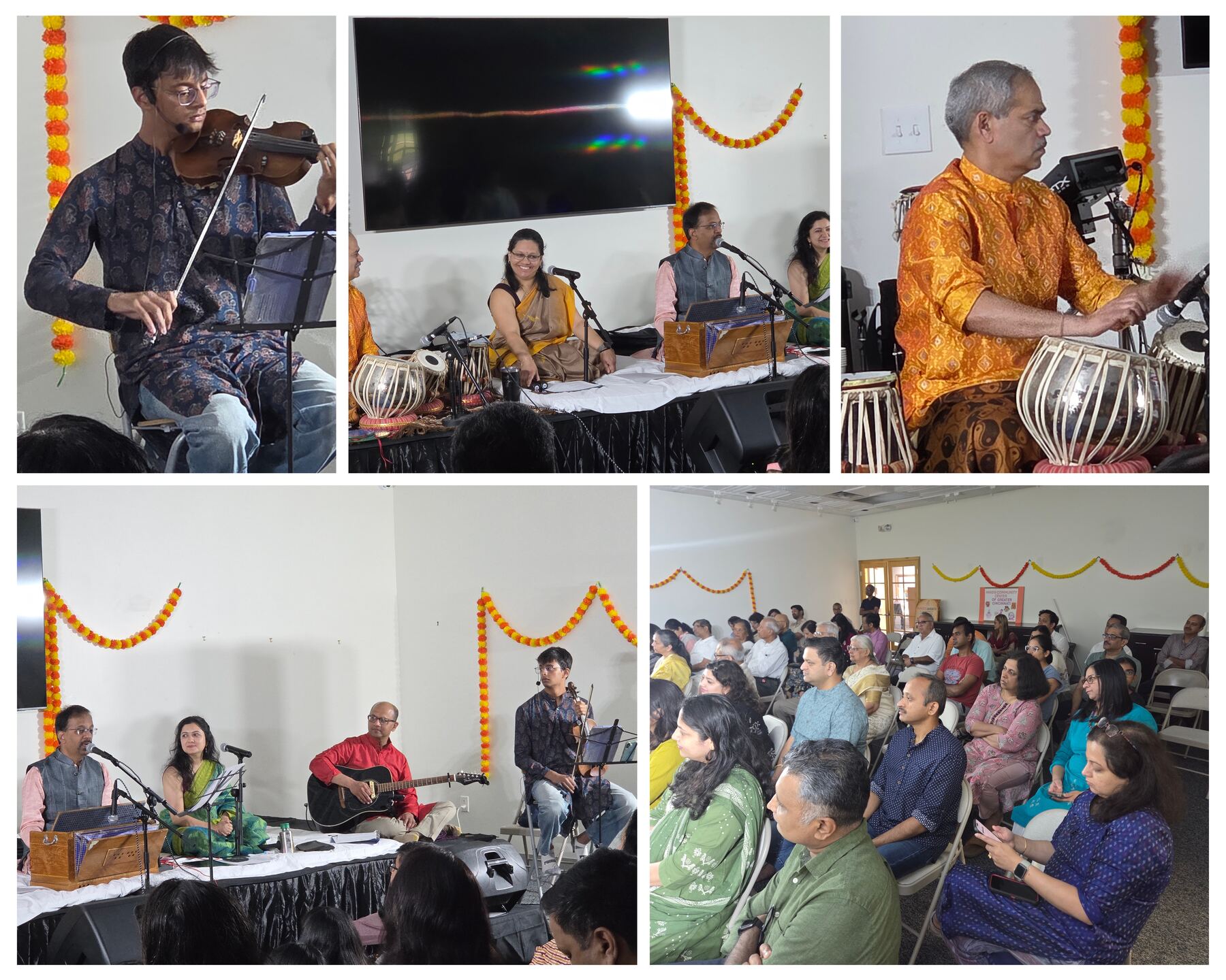 Parisa Sparsha musical evening with violin, tabla, harmonium, and guitar performers